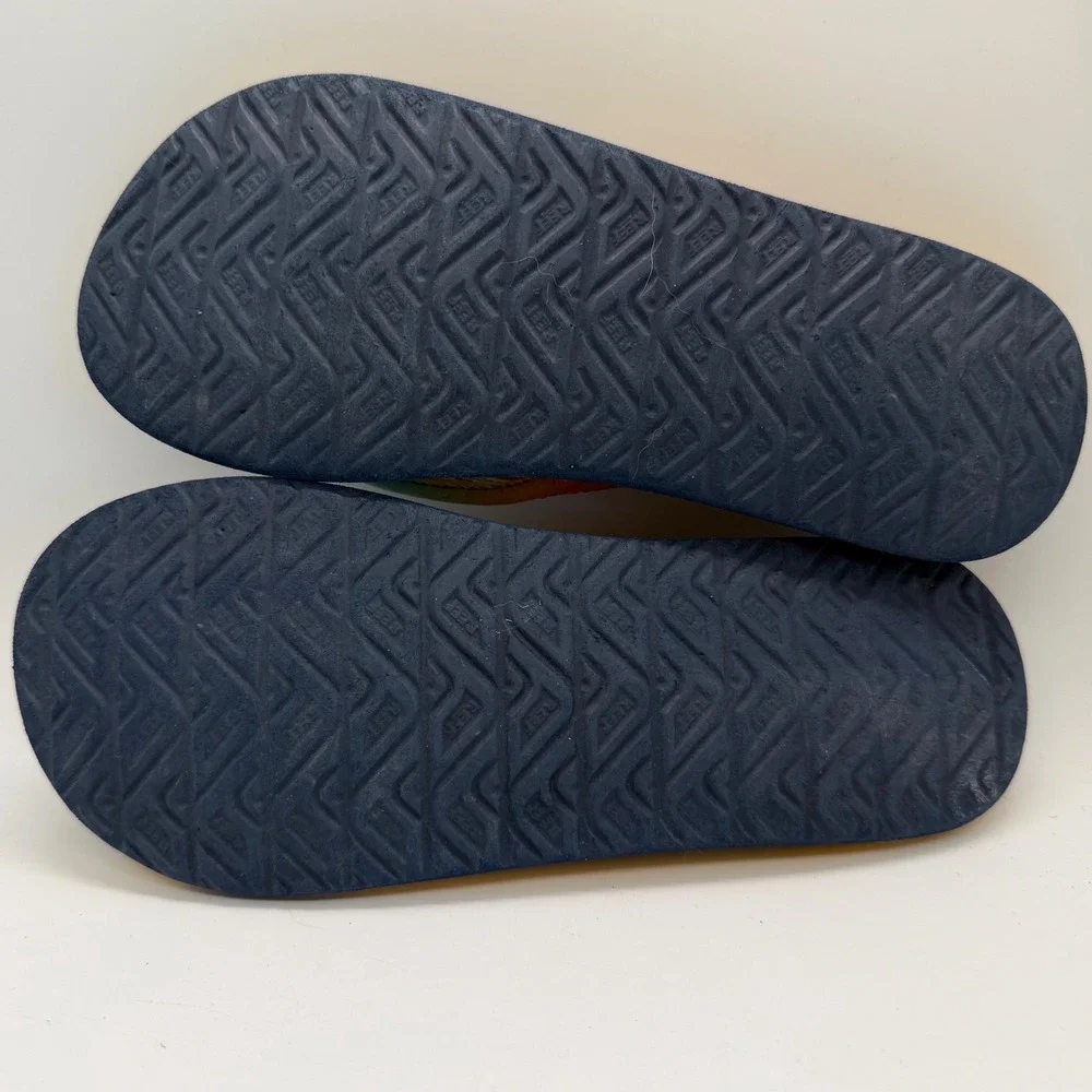 Reef Kids Ahi Flip Flops Blue Orange Ombre Sunset‎ Beach Sandals Size 4 Big Kid